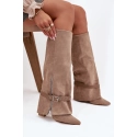 Kozačky na podpatku 2502A-1 khaki - Step in style