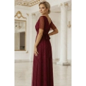 Dlhé lesklé šaty 635-5 MELANIA vínové - Numoco