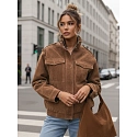 Kurtka damska zamszowa bomberka jasnobrązowa FashionStreet TY5644
