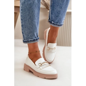 Dámské mokasíny W-16 Bílá s béžovou - DAY-VINE Shoes