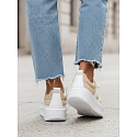 Sneakersy damskie skórzane na platformie beżowe FashionStreet ZY1378