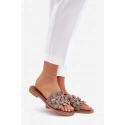 Dámske šľapky na plochom podpätku 40381 Taupe - Zazoo