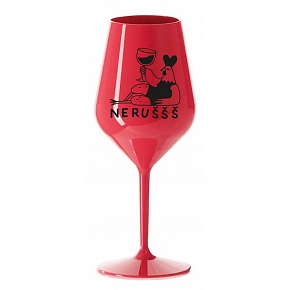 NERUŠŠŠ - červená nerozbitná sklenice na víno 470 ml