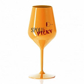 SPOLUPIČKY - oranžová nerozbitná sklenice na víno 470 ml