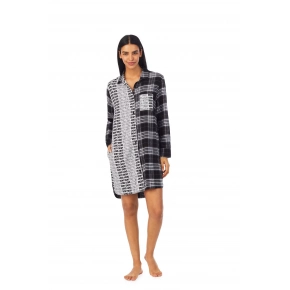 Dámska nočná košeľa YI2322669 005 čiernobiela s potlačou - DKNY