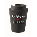 HRNČEK DOBRÉ RÁNO. MILUJEM ŤA! - čierny termohrnček 300 ml