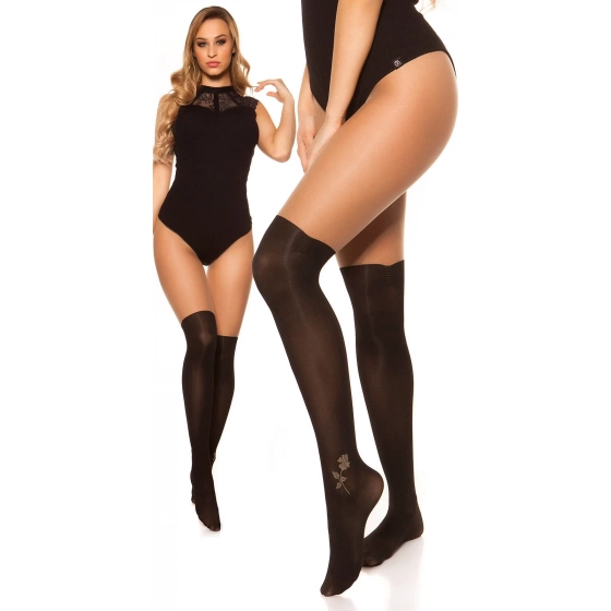 Dámske pančuchy nad kolená S85185 čierne - In-Stylefashion
