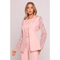 Dámske sako s čipkovými rukávmi M865 Púder ružová - MOE