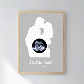 Personalizovaný magický fotoobraz v rámu - čtverec 30x40 - s párem a ultrazvukem Personalizovaný magický fotoobraz v rámu - čtverec 30x40 - s párem a ultrazvukem