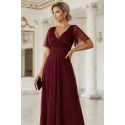 Dlhé lesklé šaty 635-5 MELANIA vínové - Numoco