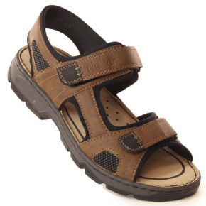 Pánske sandále na suchý zips 26156-25 Tmavo hnedá - Rieker