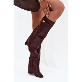 Dámské kozačky na podpatku LQ-69 Vínová - Stephan Paris Dámské kozačky na podpatku LQ-69 Vínová - Stephan Paris