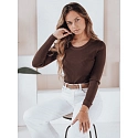 Damski sweter prążkowany NOLVIE brązowy FashionStreet MY2494