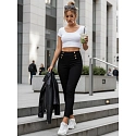 Legginsy damskie z wysokim stanem czarne FashionStreet UY2849