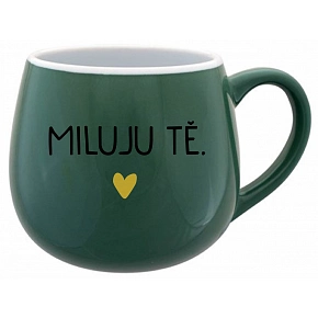 MILUJU TĚ. - zelený keramický hrníček 300 ml