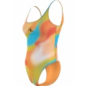 Dámske jednodielne plavky SCOOP ONE PIECE-PRINT KW0KW02086 0G0 oranžovožlté - Calvin Klein