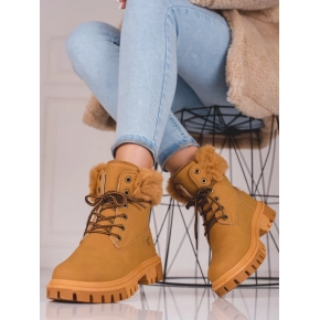 Dámske členkové topánky s kožúškom OH-20Y Camel - RARLON