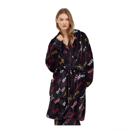 Dámsky župan YI2222688F 006 tm.šedá s potlačou - DKNY