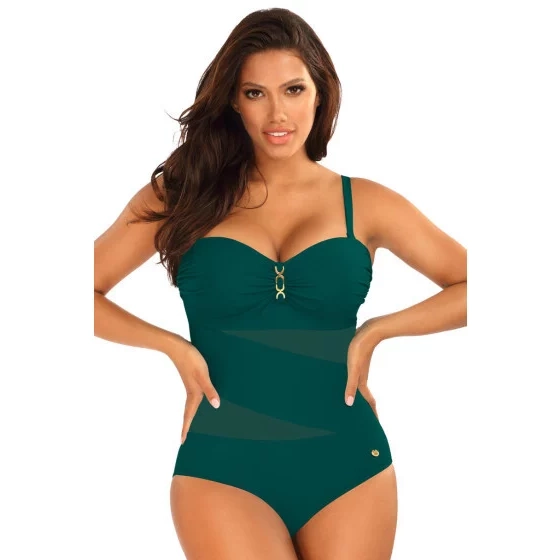 Dámske jednodielne plavky S8030D1-7 tm. zelené - Self