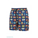 Pánske plavkové kraťasy Happy Shorts long SM29-48 Tmavomodrá mix - Self