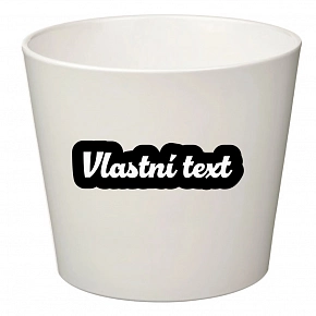 Bílý keramický květináč s vlastním textem s obrysem - malý 