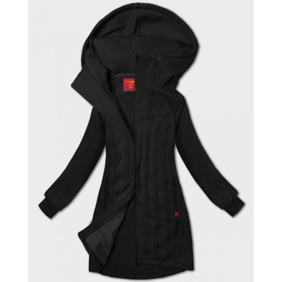 Čierna dlhá dámska mikina s kapucňou LHD (AMG-178) - Goodlooking