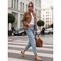 Kurtka damska zamszowa bomberka jasnobrązowa FashionStreet TY5644