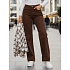 Jeansy damskie wide leg z wysokim stanem brązowe FashionStreet UY2877