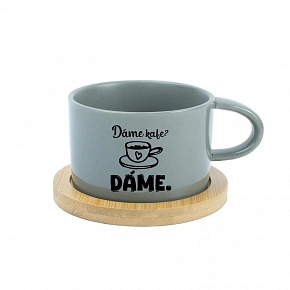 DÁME KAFE? DÁME. - šedý hrníček makronka 200 ml