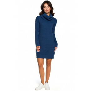 Dámske svetrové šaty BK010 tm. modrá - Bewear