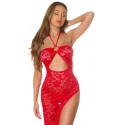 Dámske sexi krajkové šaty s výstrihom 0000K20862 Červená - Koucla