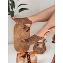 Sandały damskie zabudowane ZALVISA khaki FashionStreet ZY0749