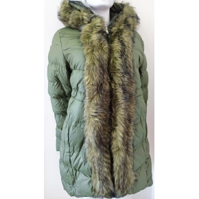 Dámska zimná bunda s kožušinou W749 zelená - Goodlooking