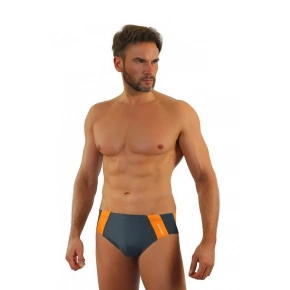 Pánske slipové plavky 447 Tmavosivá s oranžovou - Sesto Senso