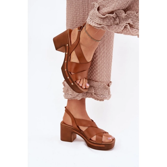 Sandály na podpatku 1081 Hnědé - Step in style