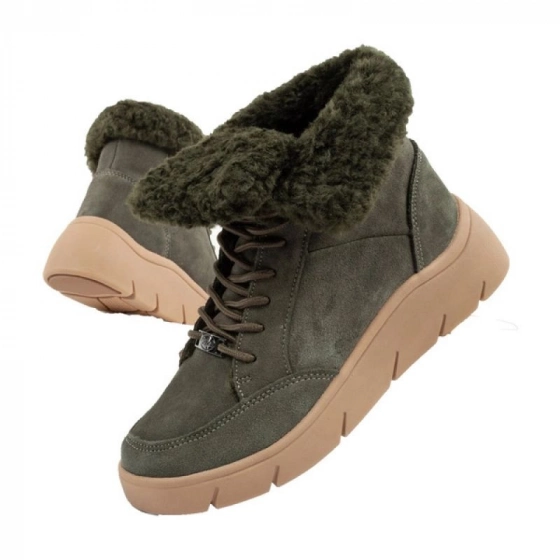 Dámske členkové zateplené topánky F30232 1020 400Tmavo zelená s hnedou - Scholl