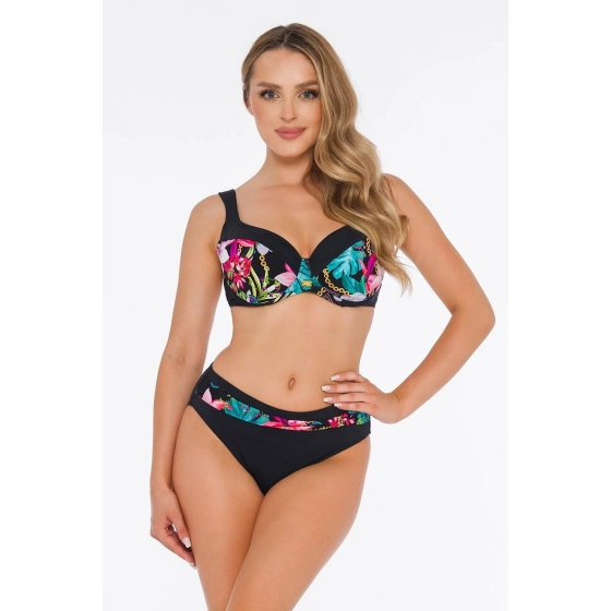 Dámske dvojdielne plavky Barcelona 1 S896BE1 čierne s listami - Self