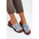 Dámske šľapky na platforme 100-486 Jeans modrá s čiernou - Joalice Paris