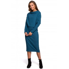 Dámske pletené šaty S245 Morská modrá - Stylove