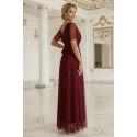 Dlhé lesklé šaty 635-5 MELANIA vínové - Numoco