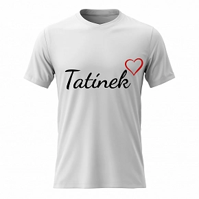 Pánské bavlněné tričko s potiskem - TATÍNEK - bílé