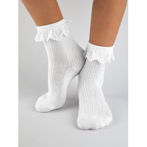 Dievčenské ponožky s volánikom SB020 Biela - Noviti