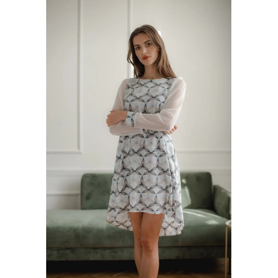 Dámske šaty L082 bielo/modré - Lenitif