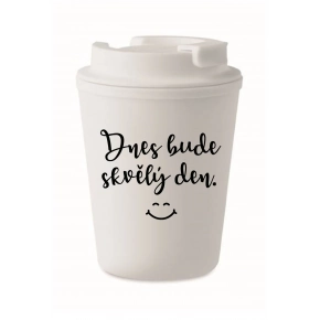 DNES BUDE SKVELÝ DEŇ. - biely termohrnček 300 ml