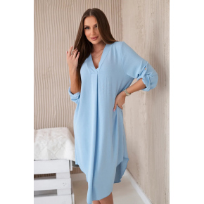 Šaty s výstrihom do V 88536 modrej - Italian Fashion