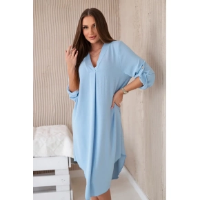 Šaty s výstrihom do V 88536 modrej - Italian Fashion