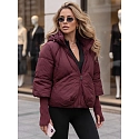 Kurtka damska zimowa pikowana z kapturem bordowa FashionStreet TY5898