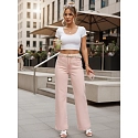 Jeansy damskie wide leg z wysokim stanem różowe FashionStreet UY2966