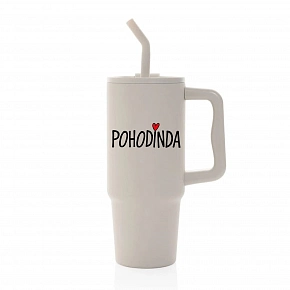 POHODINDA - béžová cestovní termoska s barevným víčkem 900 ml