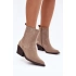 Dámske členkové topánky na podpätku 6350 Béžová - Ideal Shoes